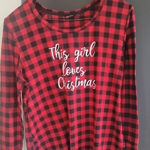 Plaid Red Women's Christmas Pajama Top